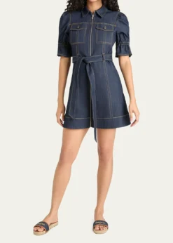 Cinq a SeptHolly Denim Puff-Sleeve Mini Dress