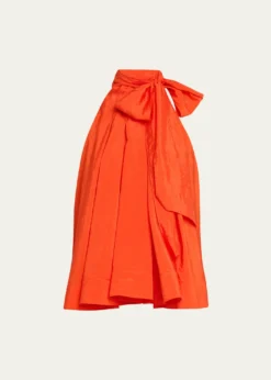 Cinq a SeptJagger High-Neck Taffeta Blouse