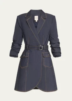 Cinq a SeptJenessa Belted Denim Mini Wrap Shirtdress
