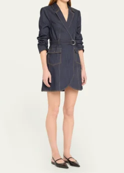 Cinq a SeptJenessa Belted Denim Mini Wrap Shirtdress