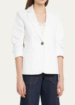 Cinq a SeptKhloe 3/4-Sleeve White Denim Blazer