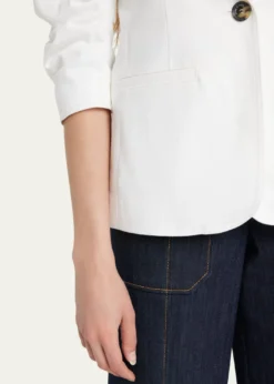 Cinq a SeptKhloe 3/4-Sleeve White Denim Blazer