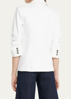 Cinq a SeptKhloe 3/4-Sleeve White Denim Blazer