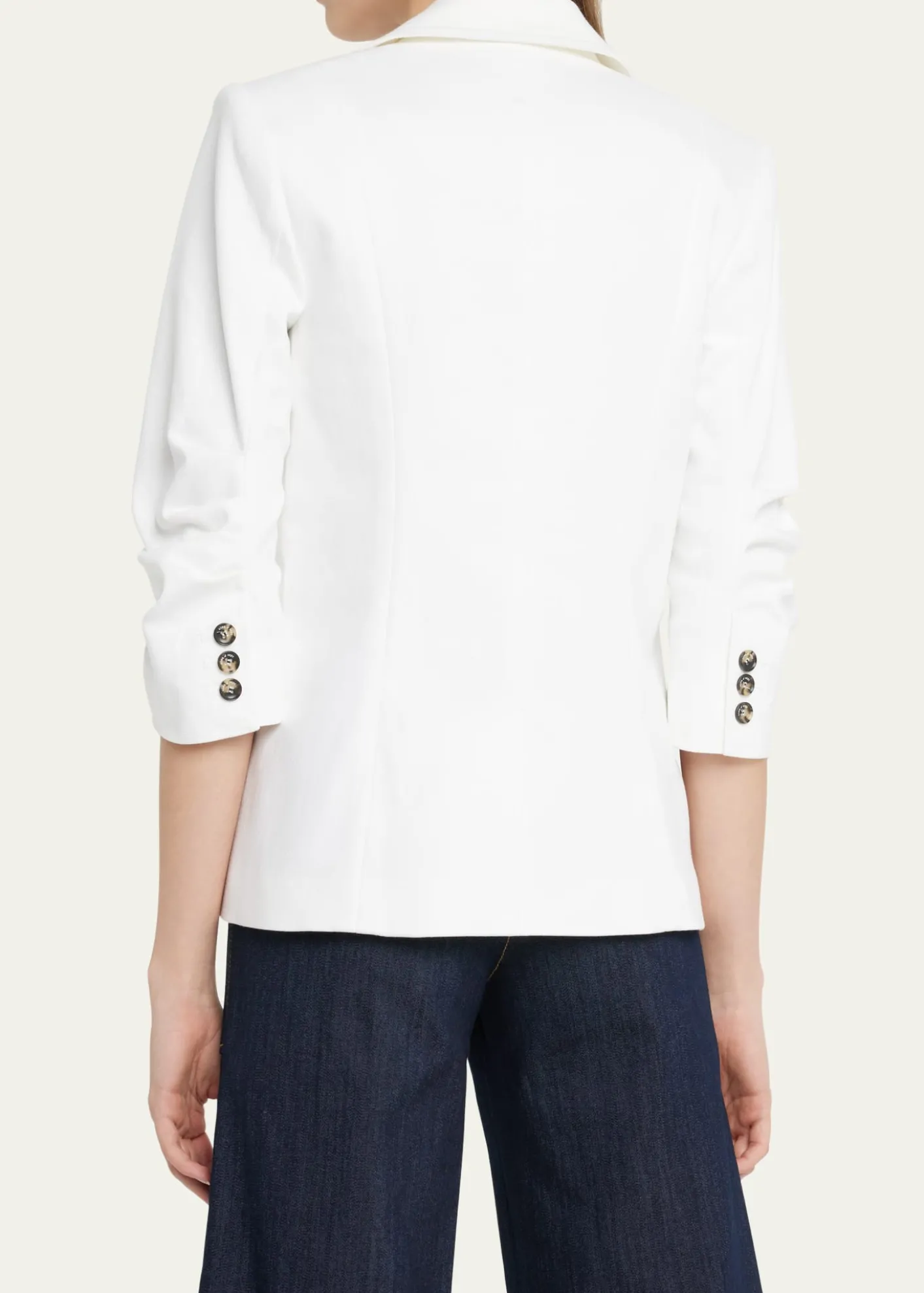 Cinq a SeptKhloe 3/4-Sleeve White Denim Blazer