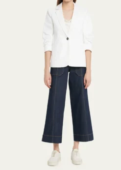 Cinq a SeptKhloe 3/4-Sleeve White Denim Blazer