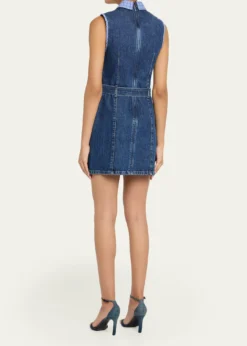 Cinq a SeptKyra Sleeveless Belted Denim Mini Dress