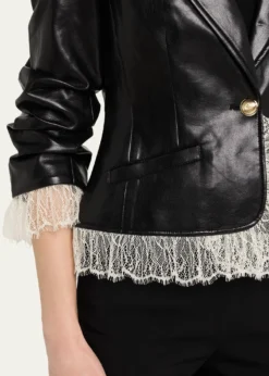 Cinq a SeptLace-Trim Vegan Leather Blazer