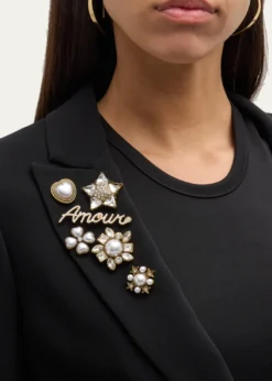 Cinq a SeptLe Petit Lace and Brooch Roxie Blazer