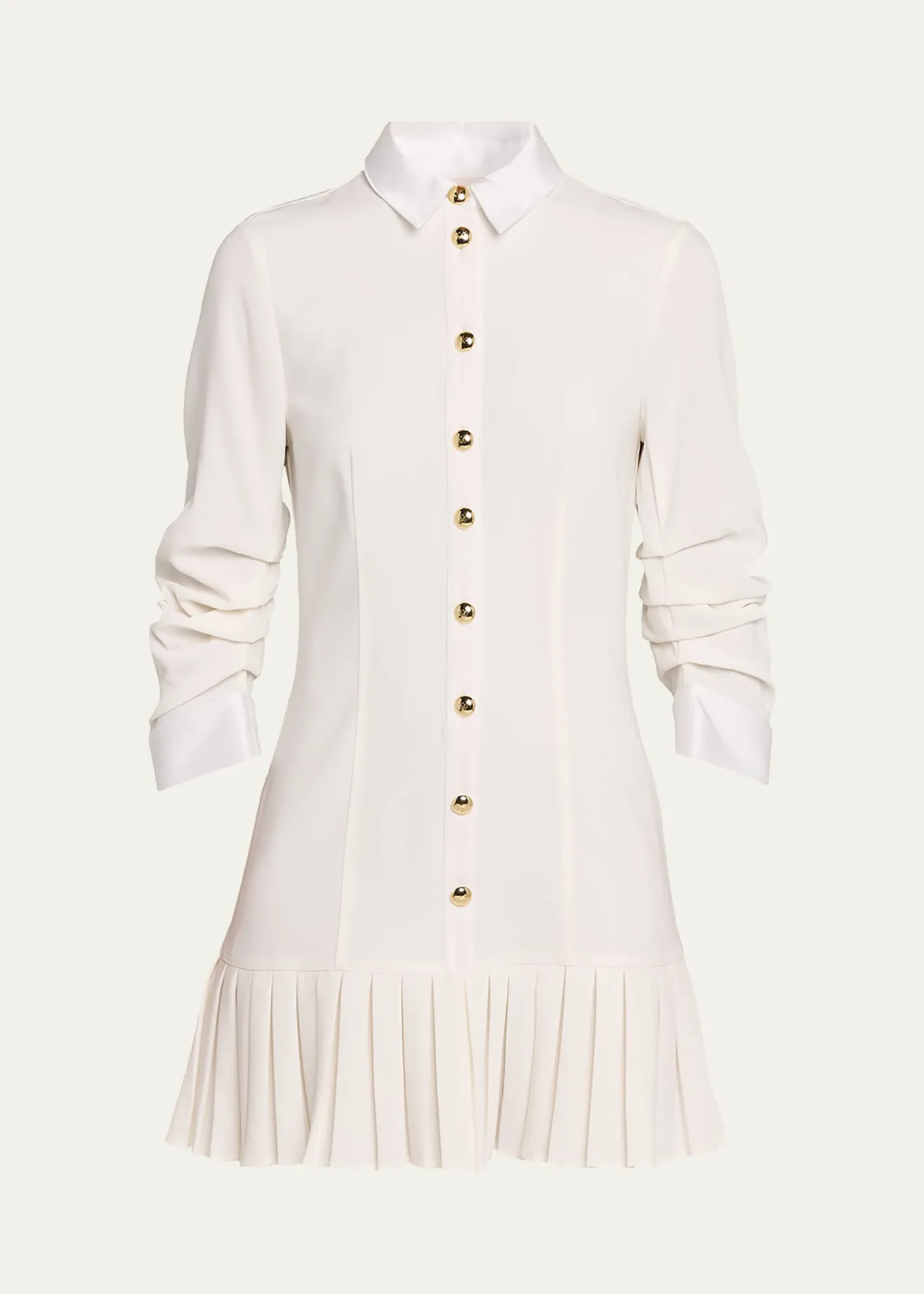Cinq a SeptLuca Drapey Crepe Mini Shirtdress