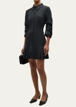 Cinq a SeptLucilla Topstitched Pleated-Hem Mini Shirtdress
