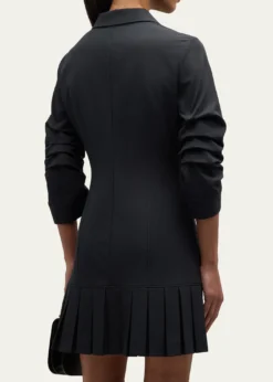 Cinq a SeptLucilla Topstitched Pleated-Hem Mini Shirtdress