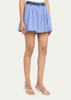 Cinq a SeptMadalyn Wide-Leg Gingham Shorts