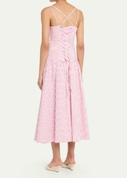 Cinq a SeptRose Stripe Drop-Waist Midi Dress