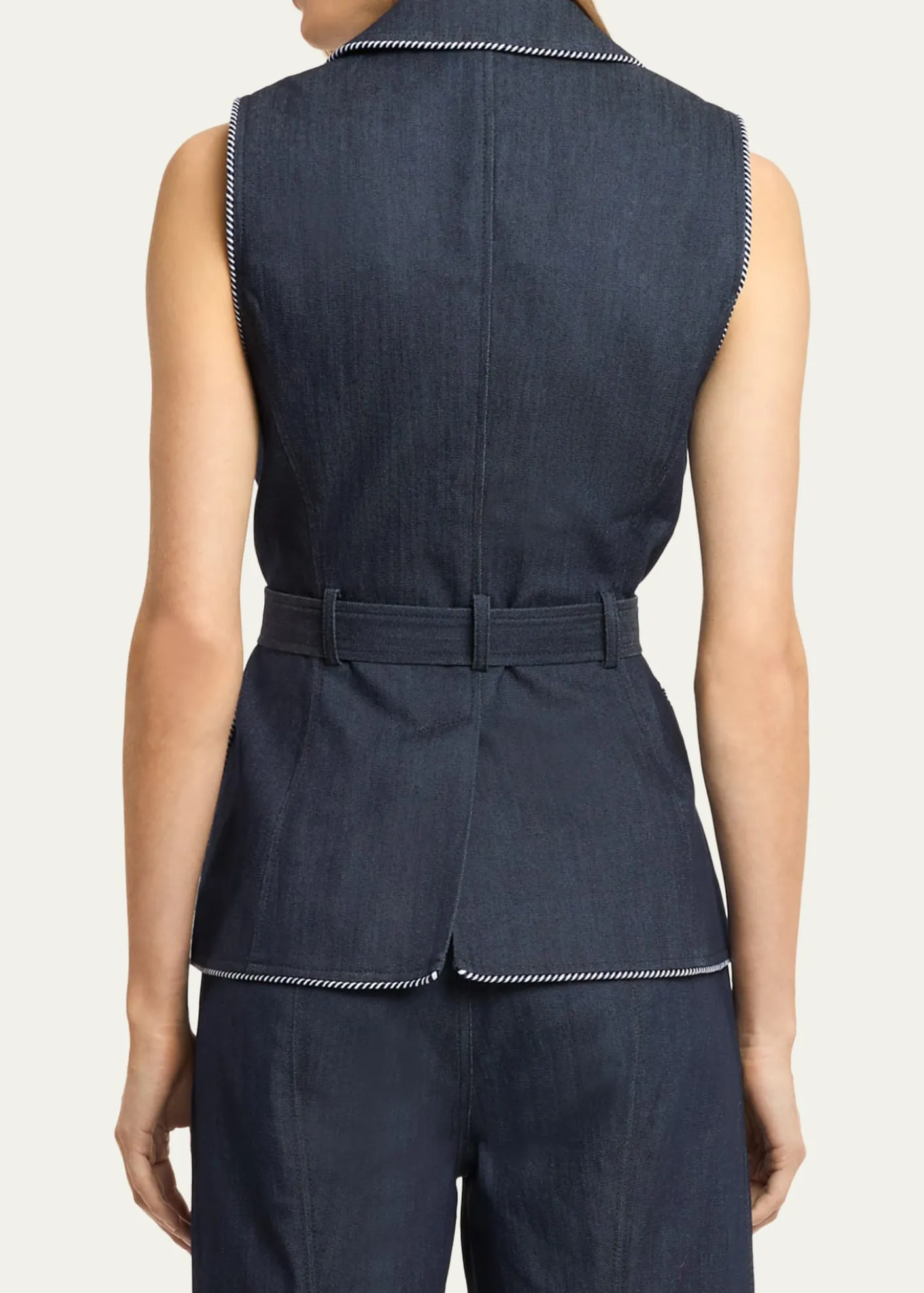 Cinq a SeptTailored Twist-Trim Denim Vest
