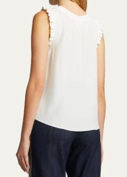 Cinq a SeptTous Les Jours Lenore Crewneck Sleeveless Silk Top