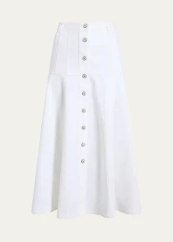 Cinq a SeptVeena Button-Front Midi Skirt