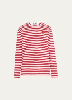 Comme des GarconsMen's Striped T-Shirt with Small Heart