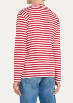 Comme des GarconsMen's Striped T-Shirt with Small Heart