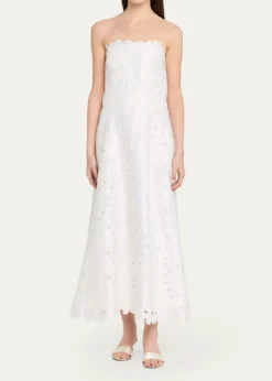 CostarellosVella Strapless A-Line Midi Dress