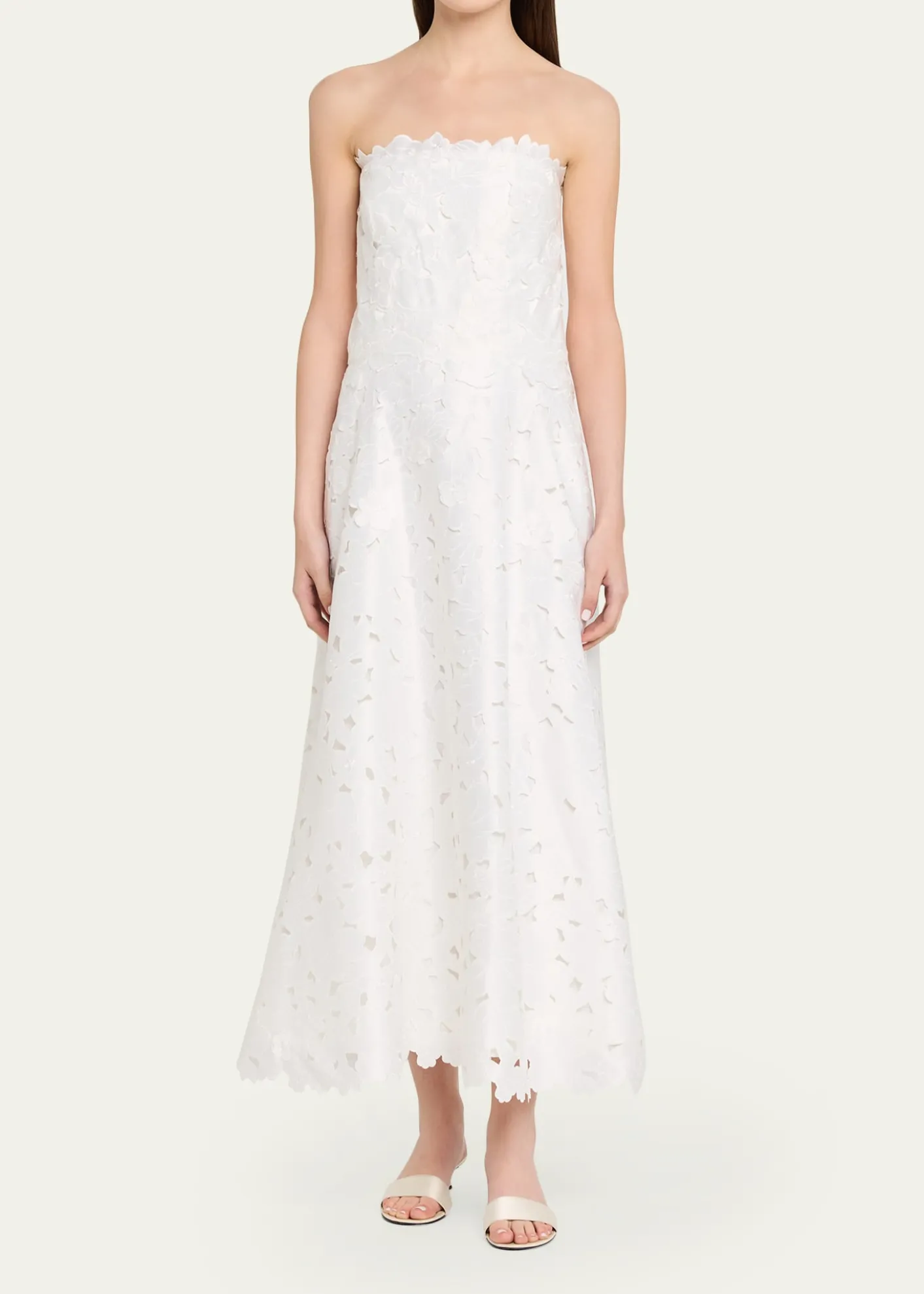 CostarellosVella Strapless A-Line Midi Dress