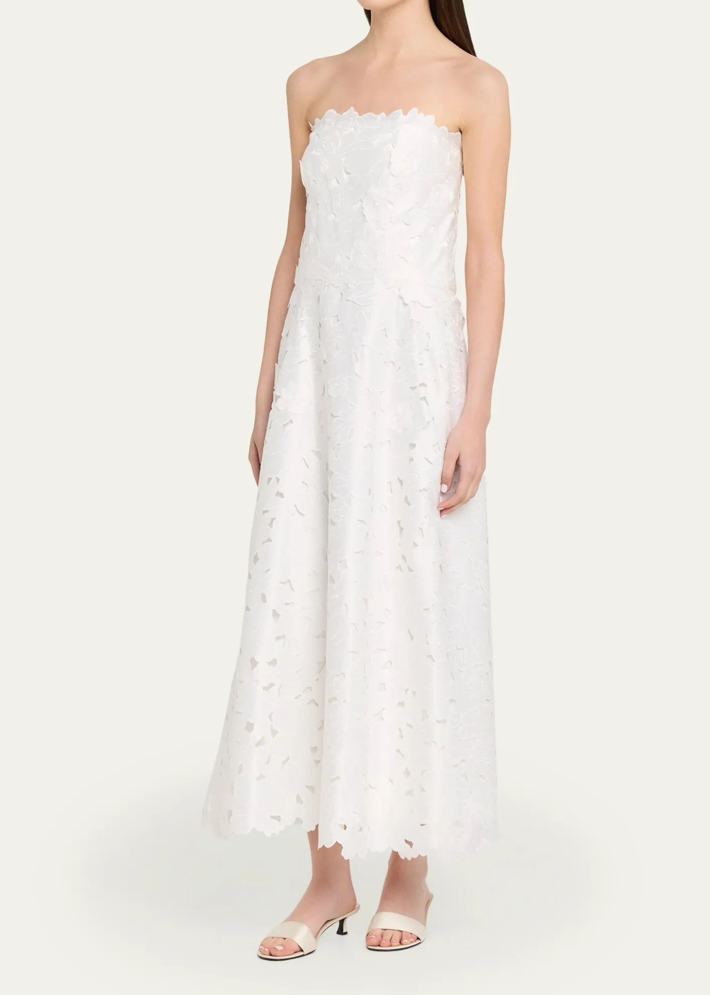 CostarellosVella Strapless A-Line Midi Dress