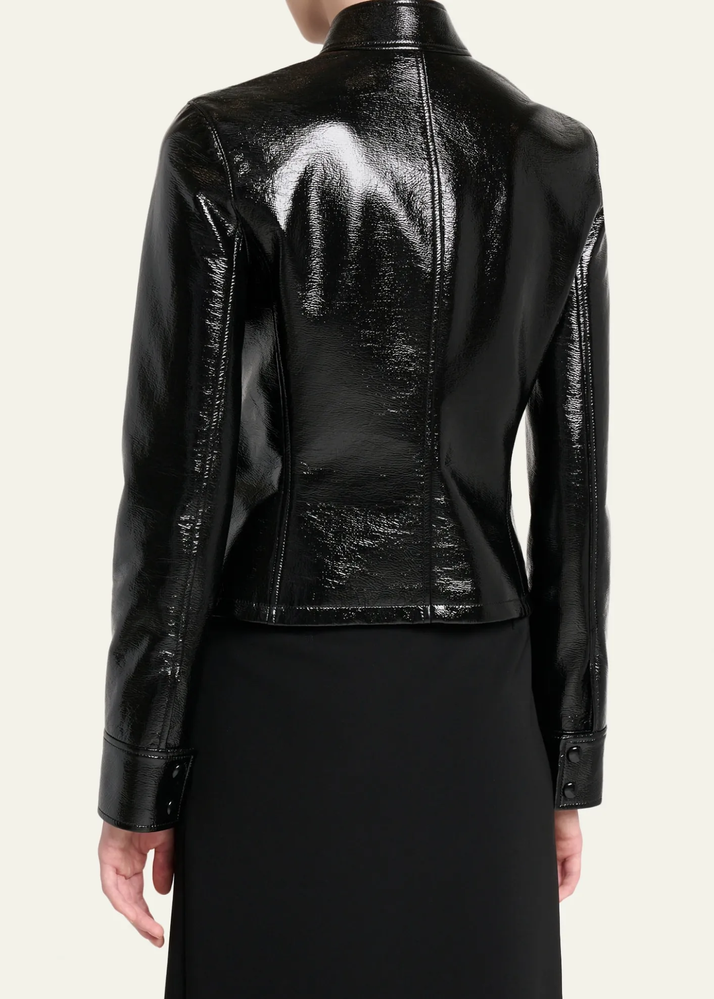 CourregesBuckle-Collar Shiny Vinyl Zipped Jacket