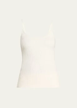 CourregesLogo Ribbed Knit Tank Top