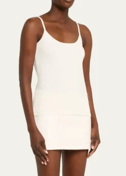 CourregesLogo Ribbed Knit Tank Top