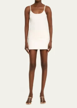 CourregesLogo Ribbed Knit Tank Top