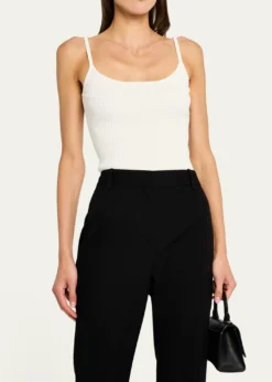 CourregesLogo Ribbed Knit Tank Top