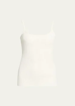 CourregesLogo Ribbed Knit Tank Top
