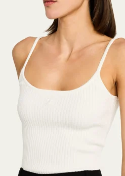 CourregesLogo Ribbed Knit Tank Top