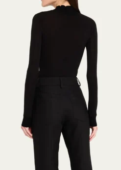 CourregesRe-Edition Mock-Neck Long-Sleeve Fitted Top