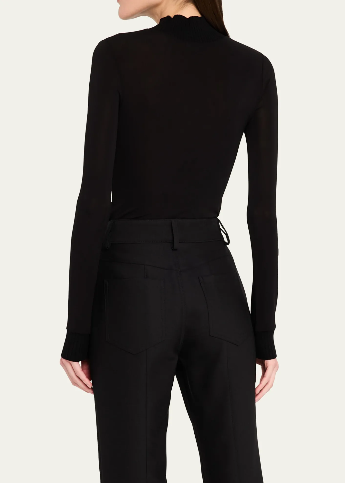 CourregesRe-Edition Mock-Neck Long-Sleeve Fitted Top