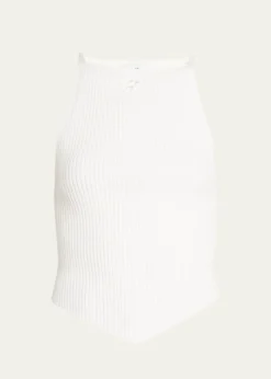 CourregesRib-Knit Tank Top with Pointed Hem