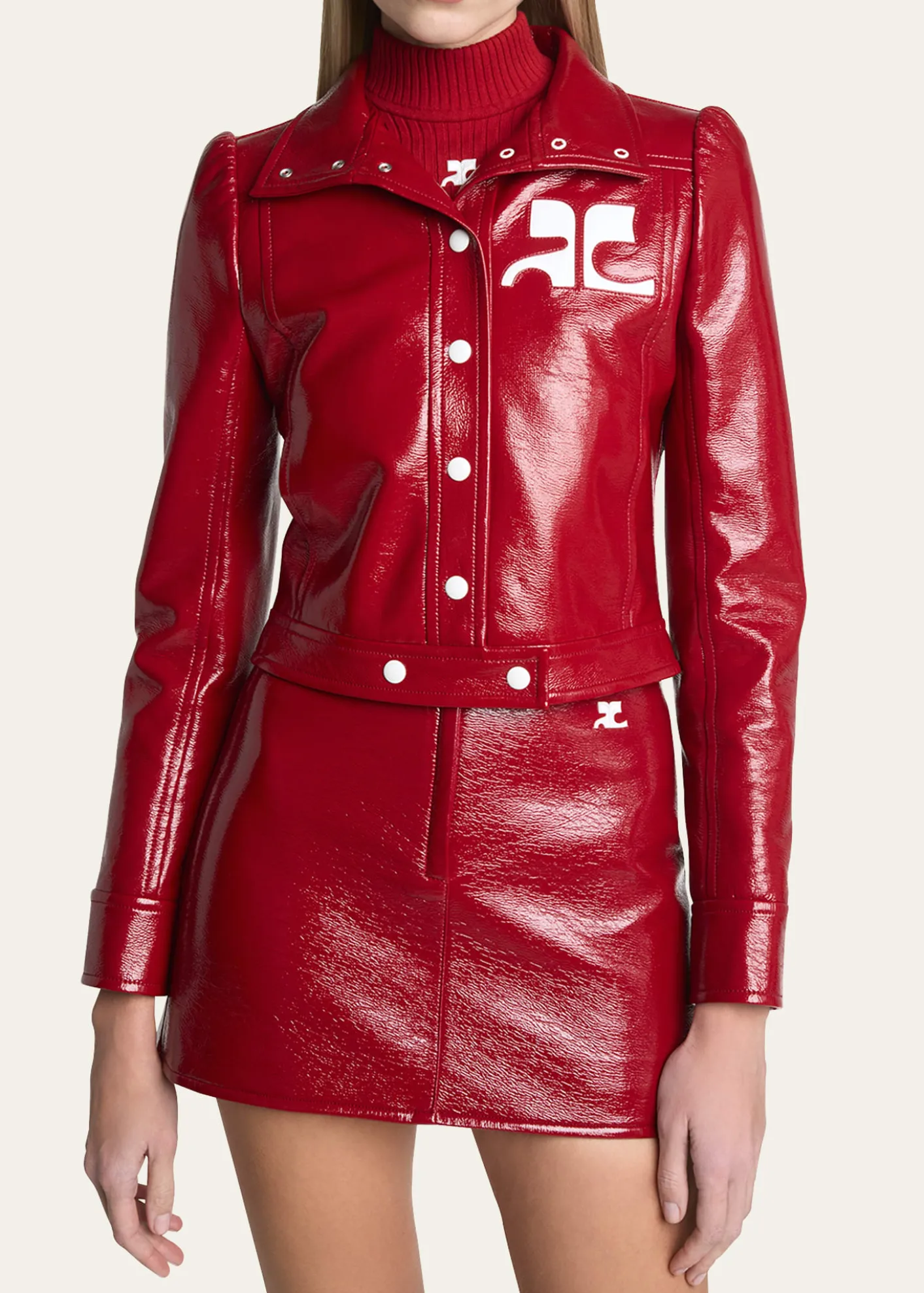 CourregesTextured Vinyl Crop Jacket