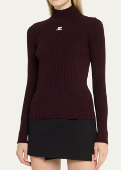 CourregesTurtleneck Long-Sleeve Rib Sweater