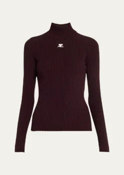 CourregesTurtleneck Long-Sleeve Rib Sweater