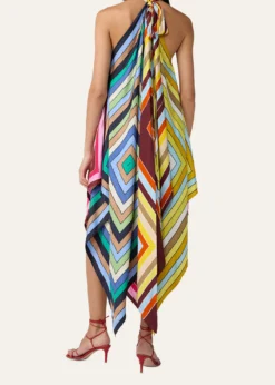Diane von FurstenbergHarley Striped Silk Scarf Handkerchief Midi Dress