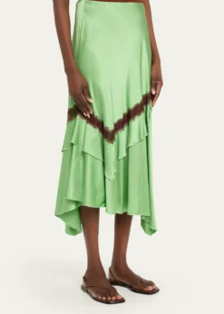 Diane von FurstenbergSylvie Lace-Inset Satin Midi Skirt