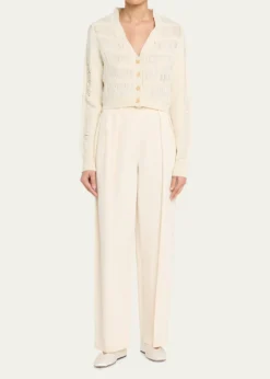 DiotimaApres Ladder Knit V-Neck Crop Cardigan