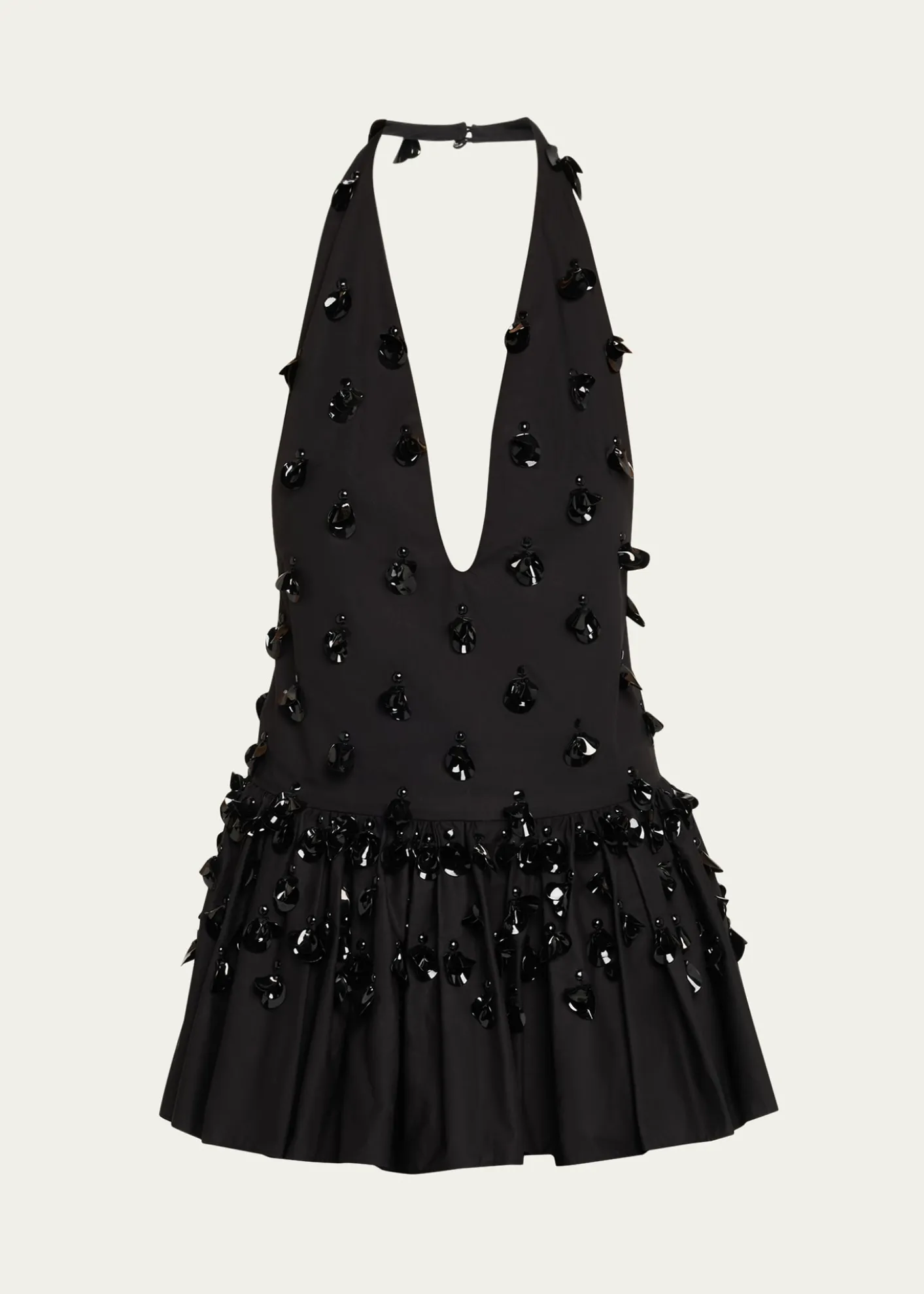 DiotimaEmbellished Plunging Ruffle Halter Top