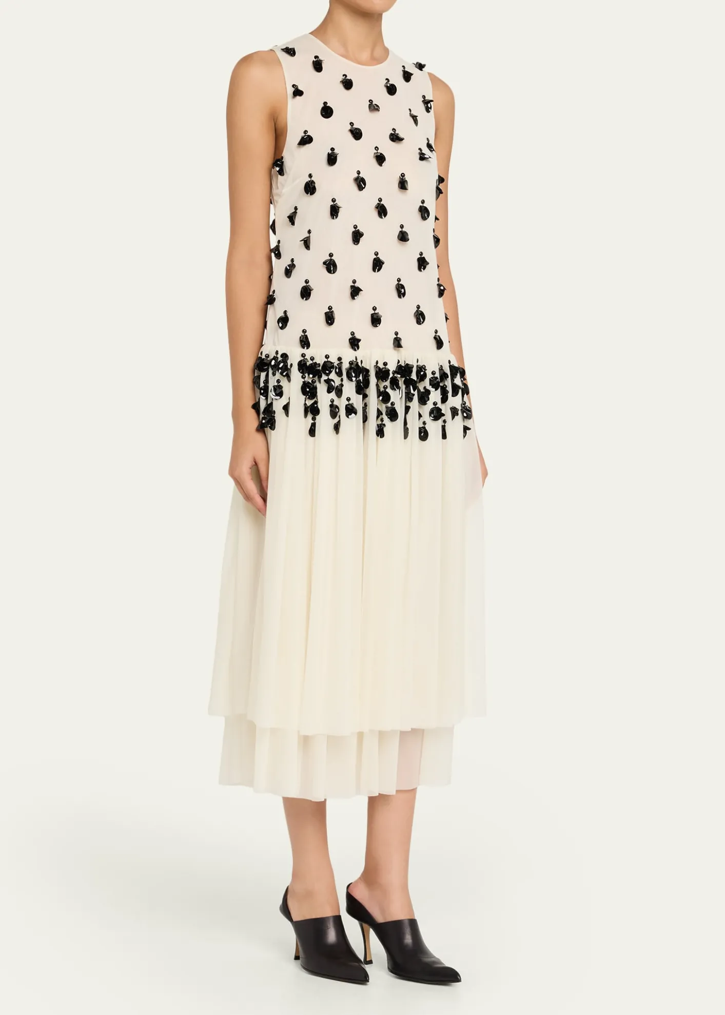 DiotimaEmbellished Sleeveless Tiered Midi Dress