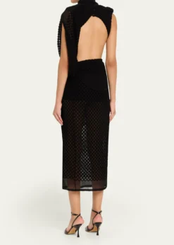 DiotimaMayor Draped Open-Back Silk Midi Dress