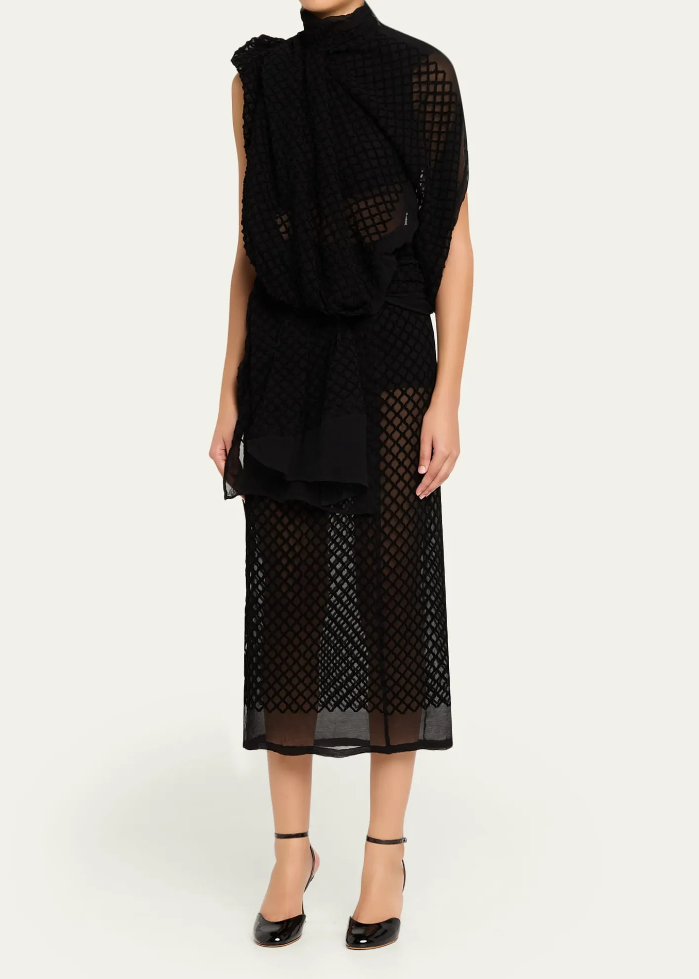 DiotimaMayor Draped Open-Back Silk Midi Dress