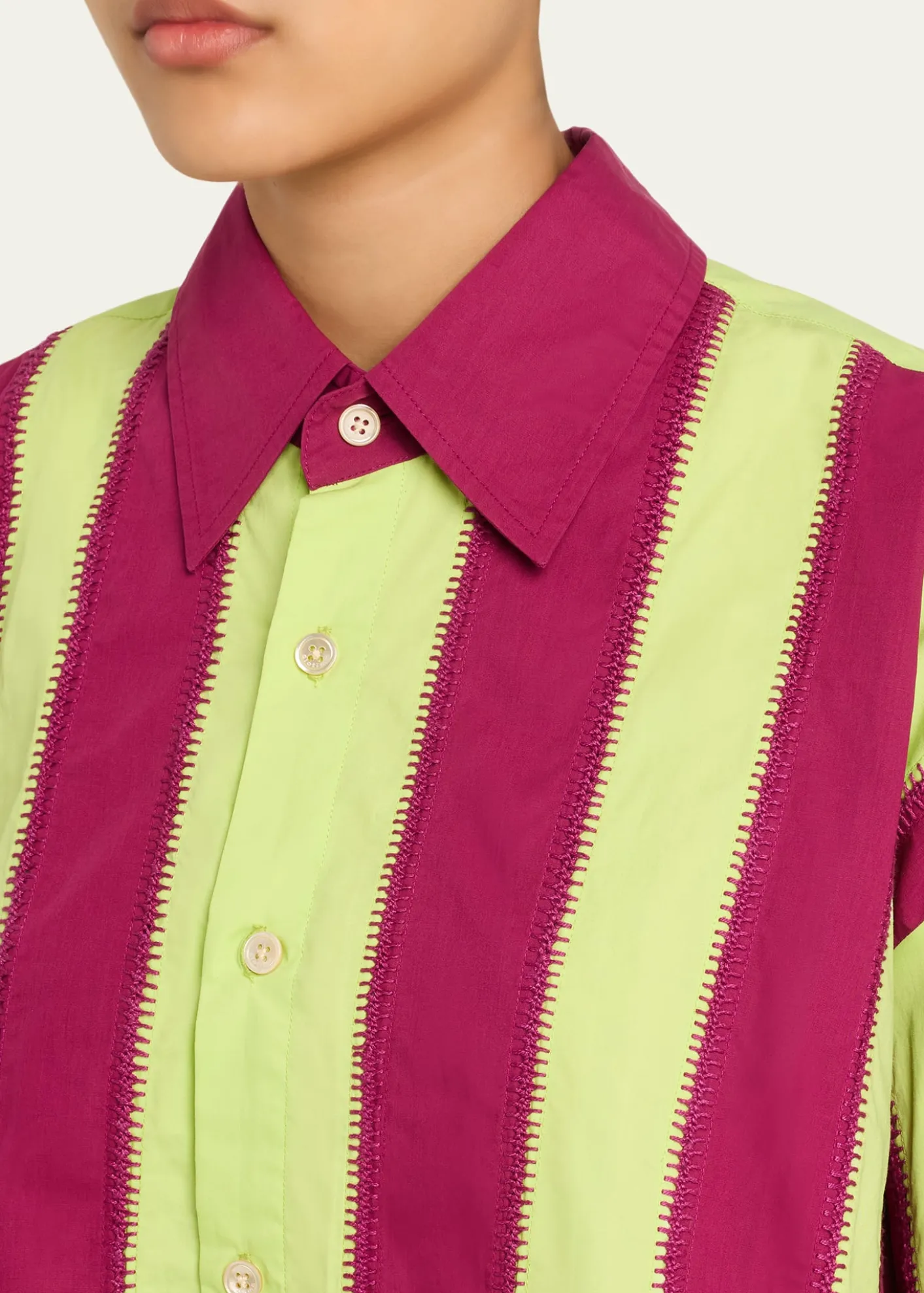 DiotimaMossman Stripe Embroidered Button-Down Shirt