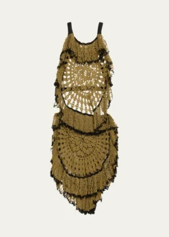 DiotimaTrio Web Crochet Ruffle Backless Dress