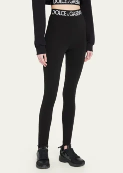 Dolce&GabbanaBranded Elastic High-Waist Leggings w/ Detachable Stirrups