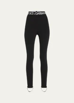 Dolce&GabbanaBranded Elastic High-Waist Leggings w/ Detachable Stirrups