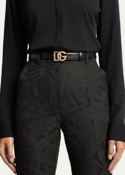Dolce&GabbanaDG Swarovski Crystal & Pearl Leather Belt